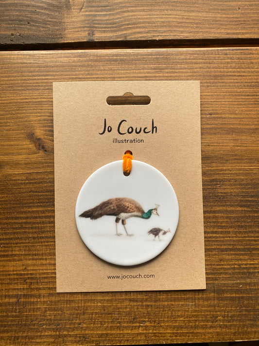 Peacock Ceramic Hanging Ornament - END OF LINE SALE