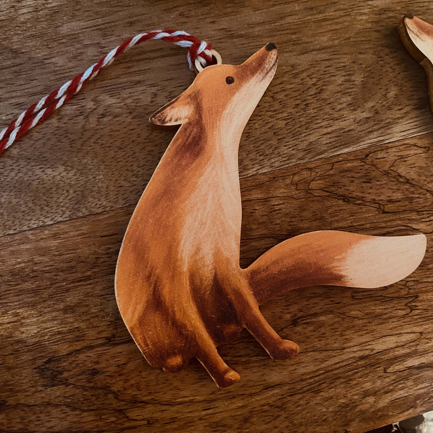 Sitting Fox Wooden Hanging Decoration