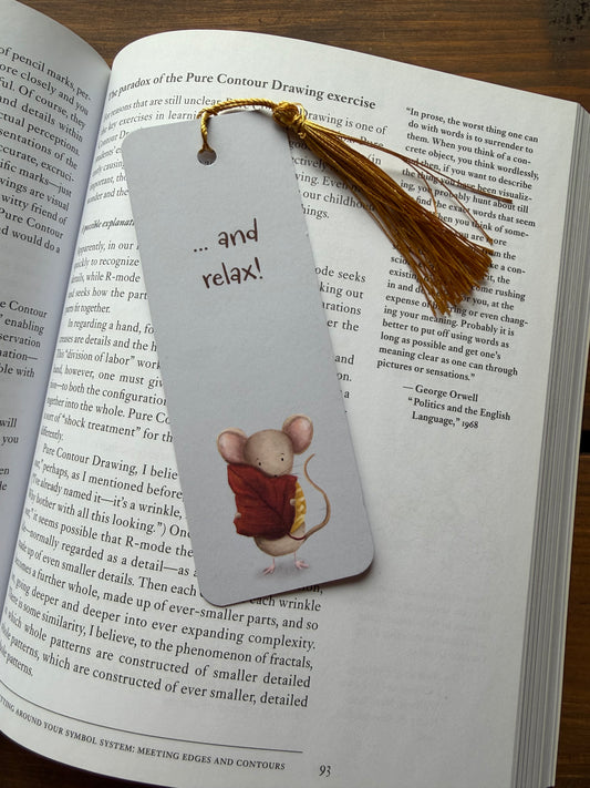 Autumn Mouse Design Bookmark with Tassel - END OF LINE SALE