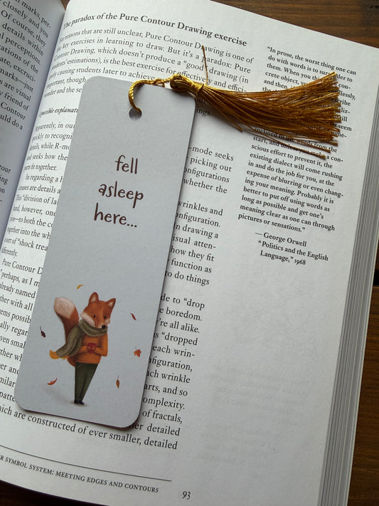 Autumn Fox Design Bookmark with Tassel - END OF LINE SALE