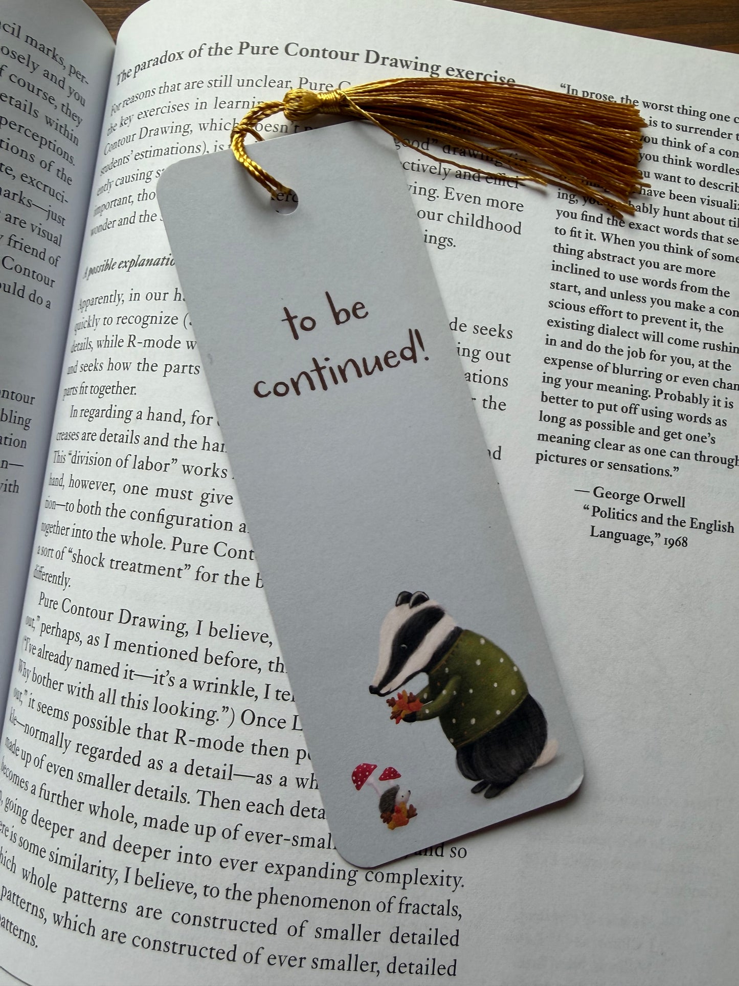 Autumn Badger Design Bookmark with Tassel - END OF LINE SALE