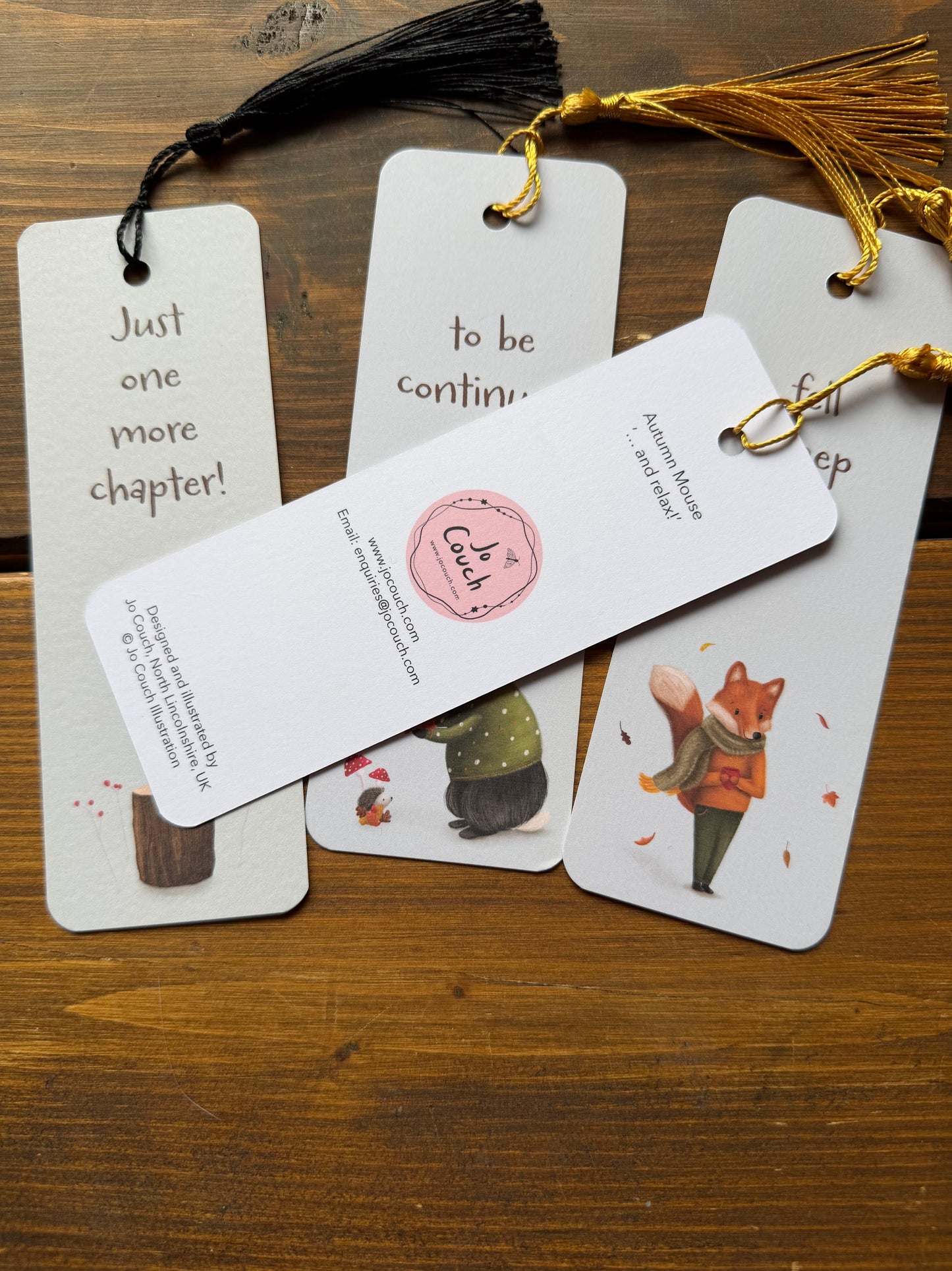 Autumn Badger Design Bookmark with Tassel - END OF LINE SALE