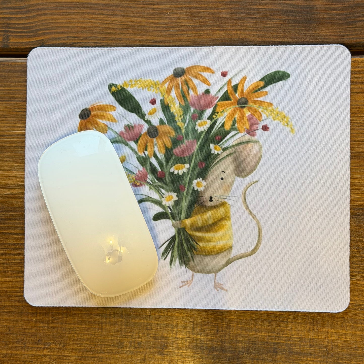 Mouse & Flowers design mouse pad for the office, mouse mat (small) - END OF LINES SALE