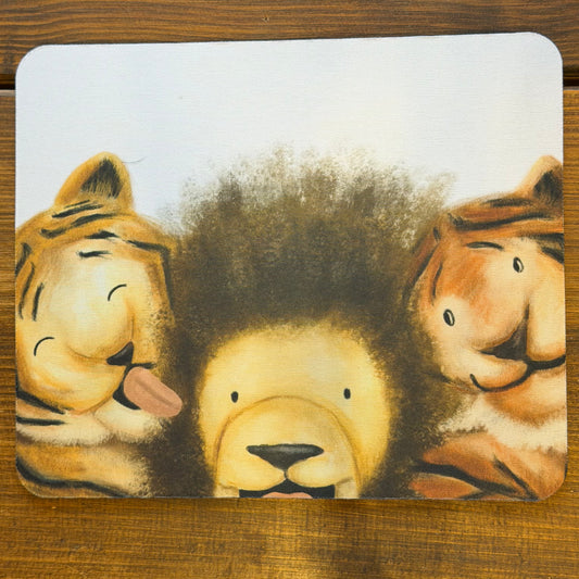 Lion & Tigers design mouse pad for the office, mouse mat - END OF LINES SALE