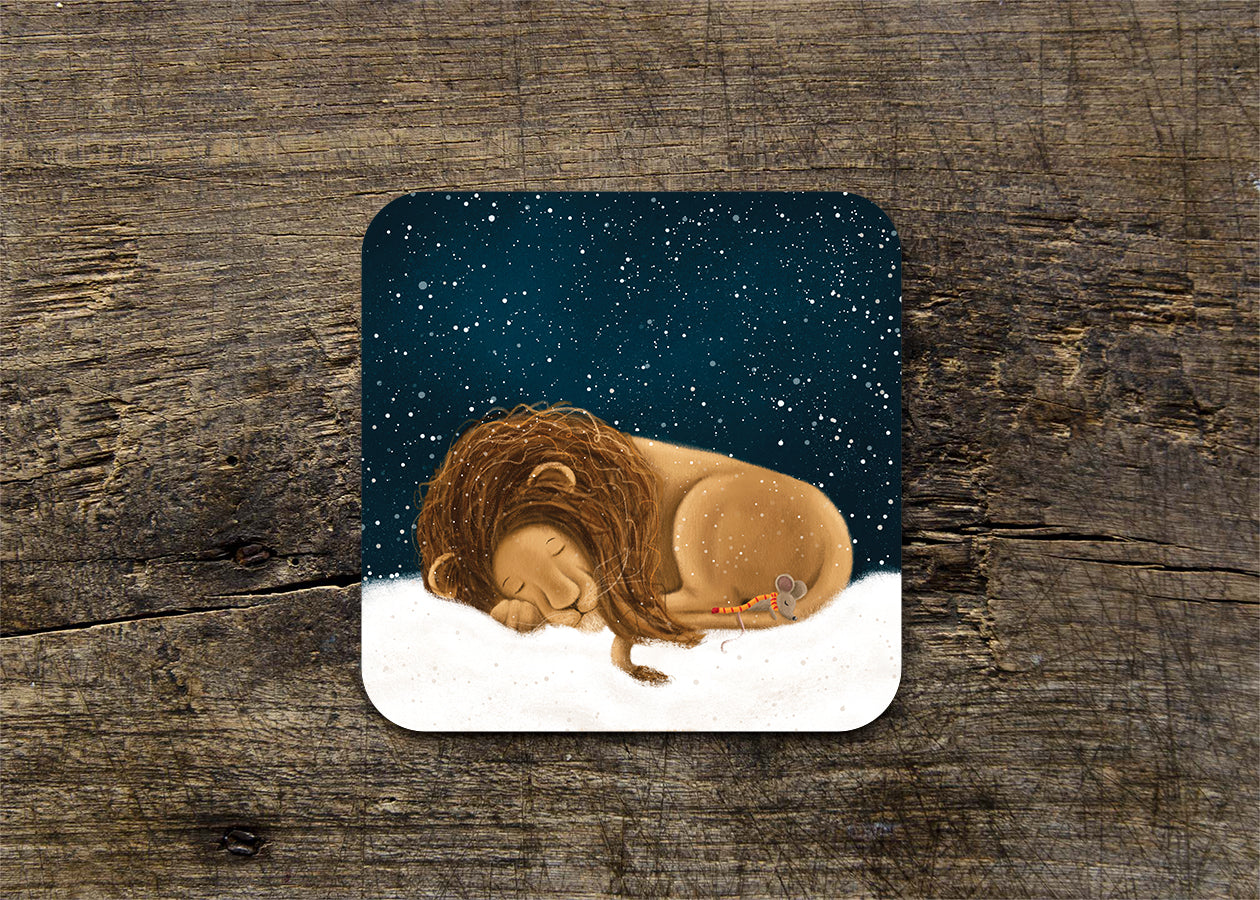 Lion & Mouse Illustrated Gloss Christmas Coasters (set of four or single coaster)
