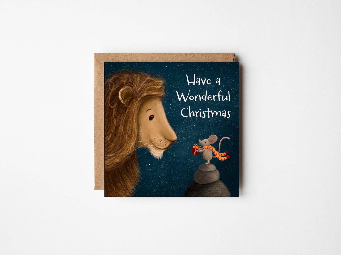 'Have a Wonderful Christmas' Lion & Mouse Christmas Card