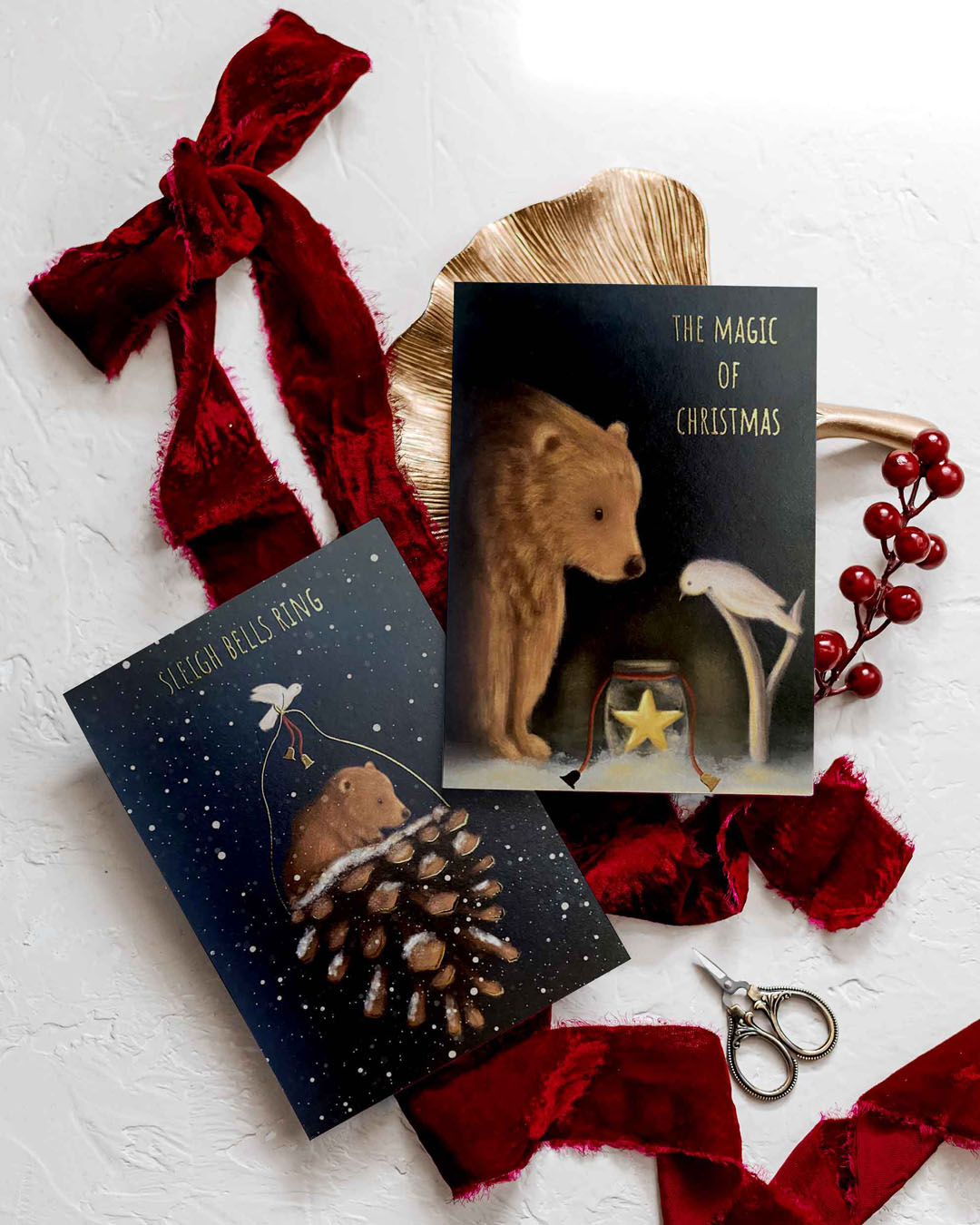 The Magic of Christmas Bear & Bird Greeting Card     