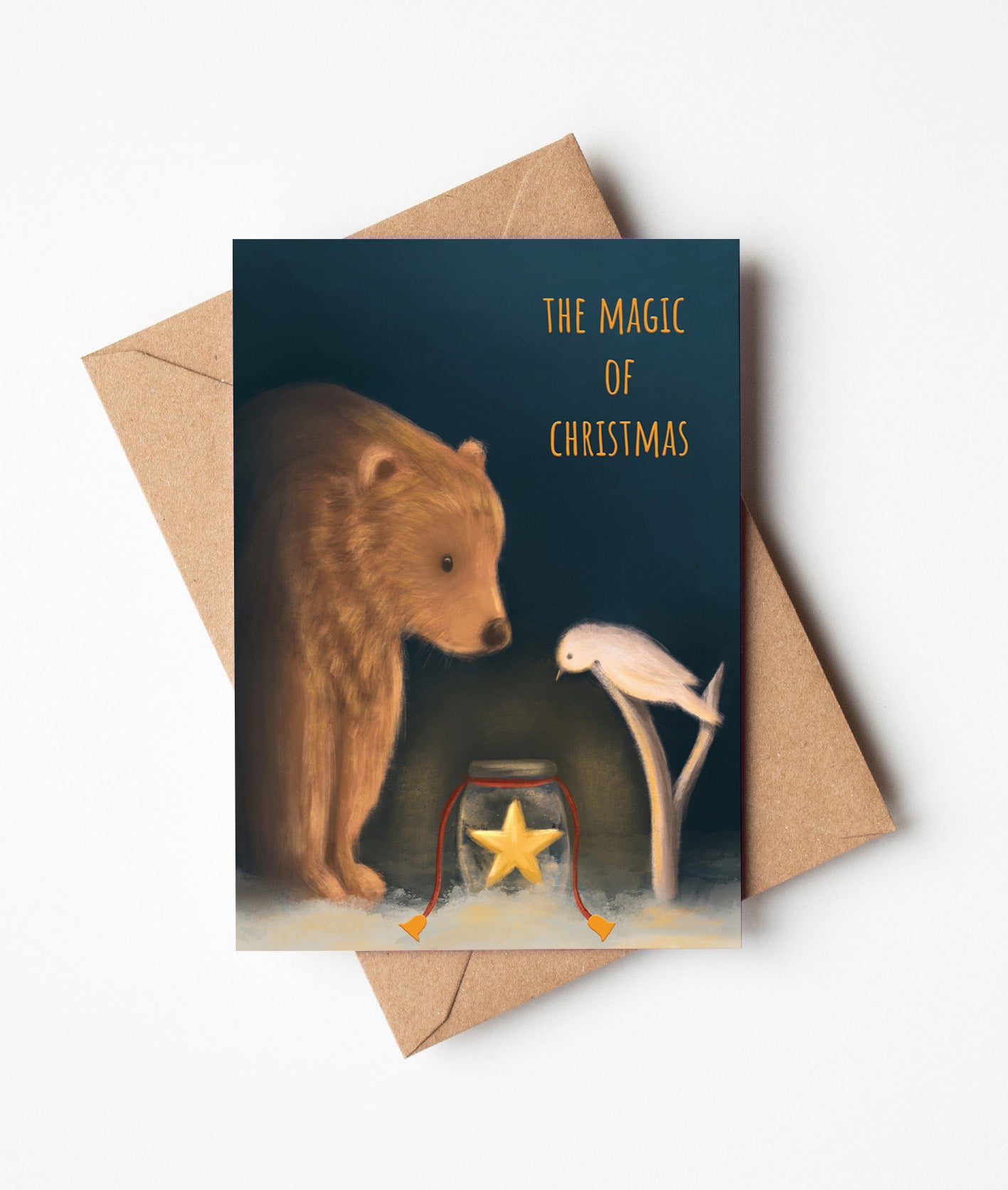 The Magic of Christmas Bear & Bird Greeting Card     