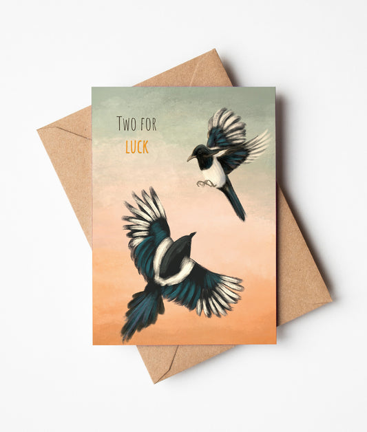 Magpies Good Luck Greeting Card