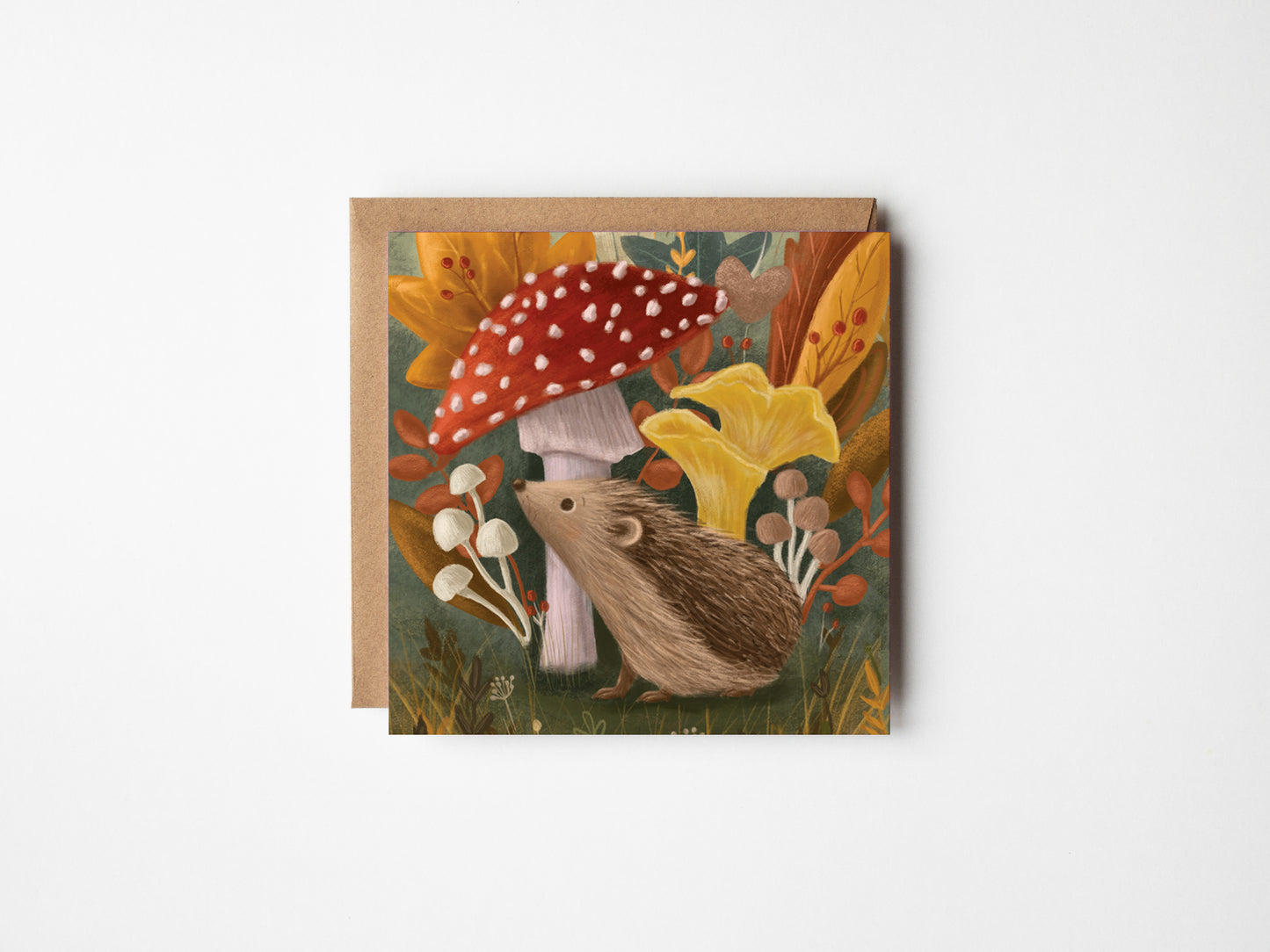 Hedgehog & Mushrooms Greeting Cards for all Occasions