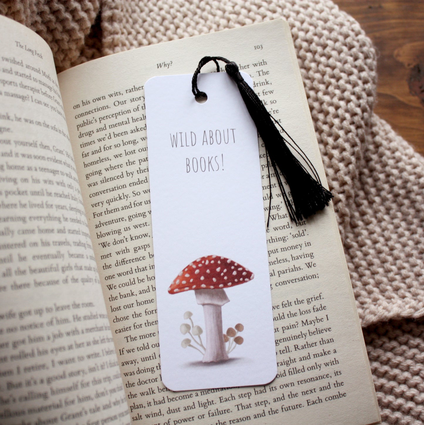 Mushroom Design Bookmark with Tassel