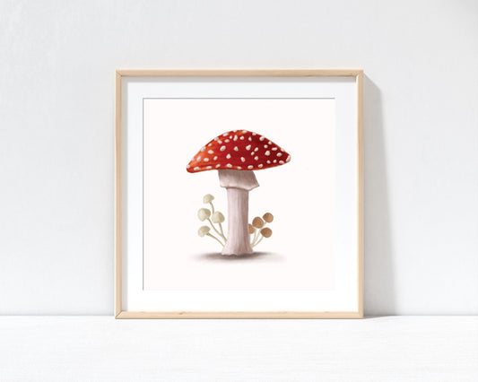 Mushroom Print with 9" x 9" Mount (Unframed)