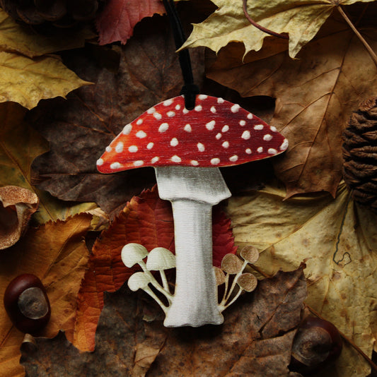 Mushroom Wooden Hanging Decoration