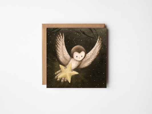 Owl & the Star Christmas Card