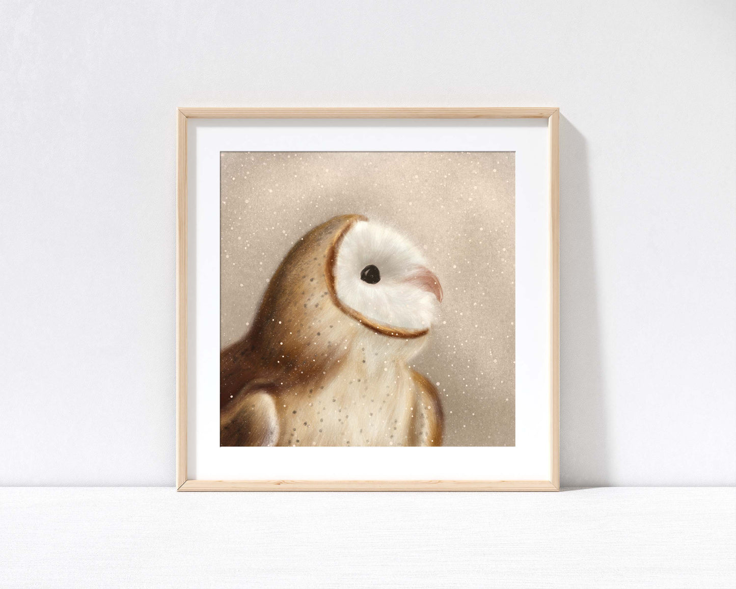 Winter Owl Print with 9" x 9" Mount (Unframed)
