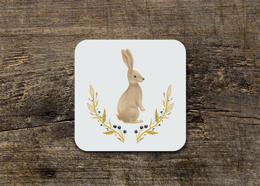 Rabbit Illustrated Gloss Coaster (Single) - END OF LINE SALE