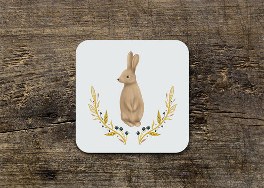 Rabbit Illustrated Gloss Coaster (Single) - END OF LINE SALE