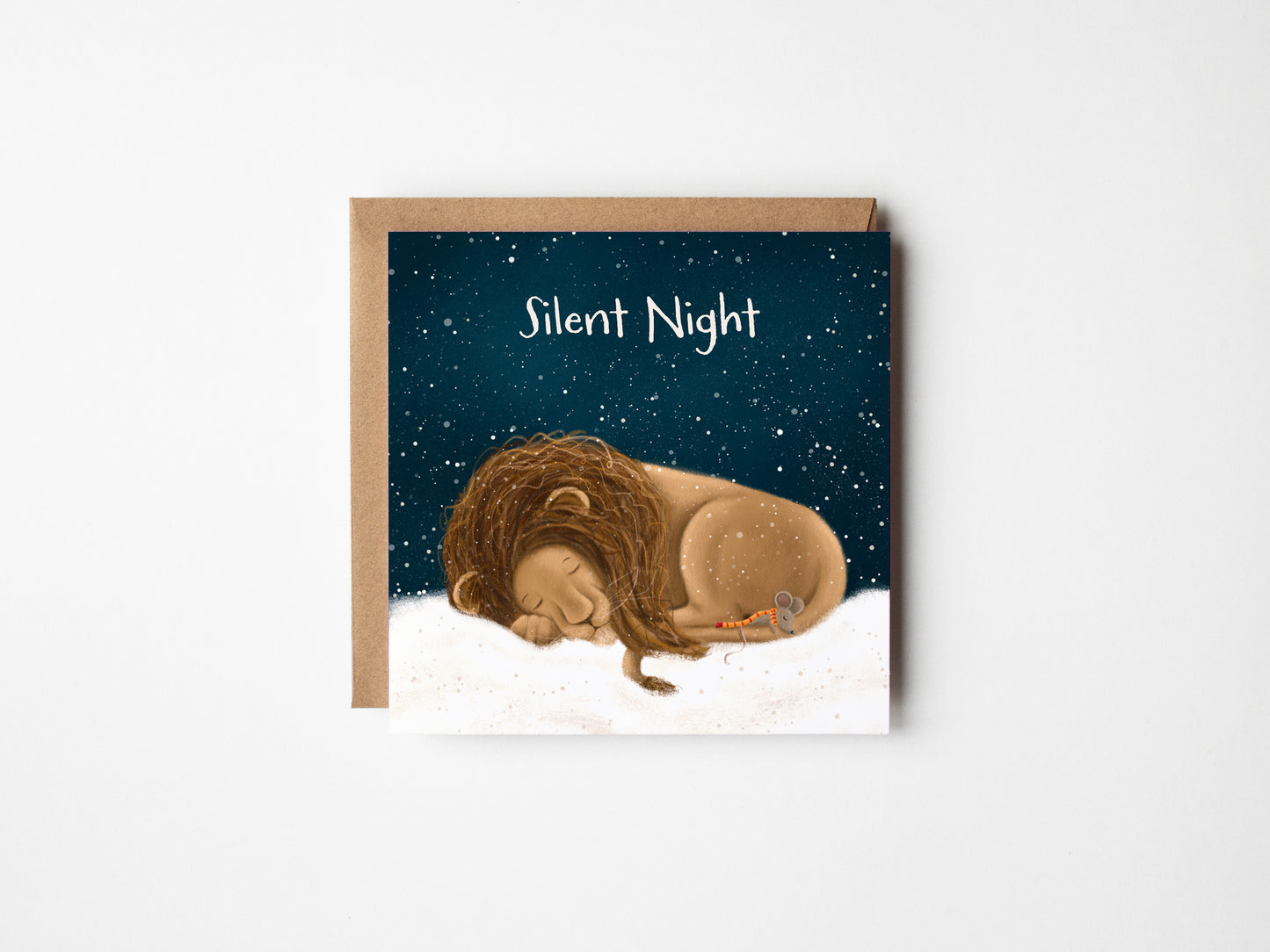 'Silent Night' Lion & Mouse Christmas Card