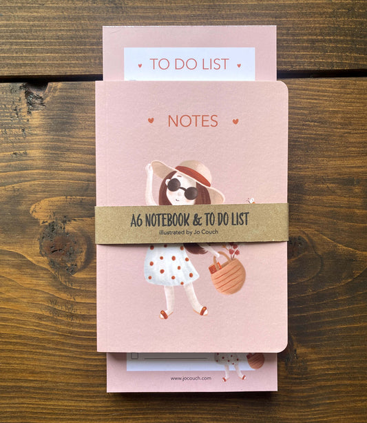 A6 Sunhat Girl Notebook & To Do List Bundle