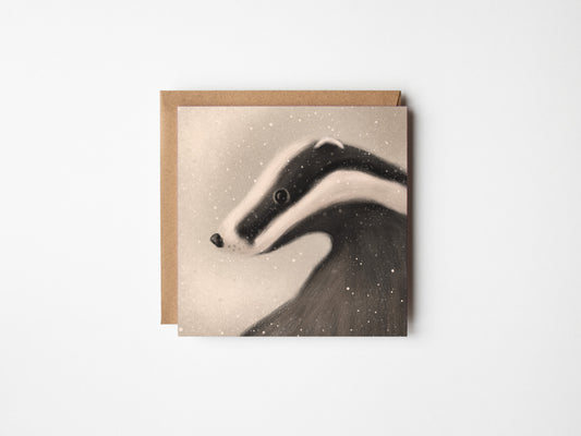 Winter Badger Greeting Card