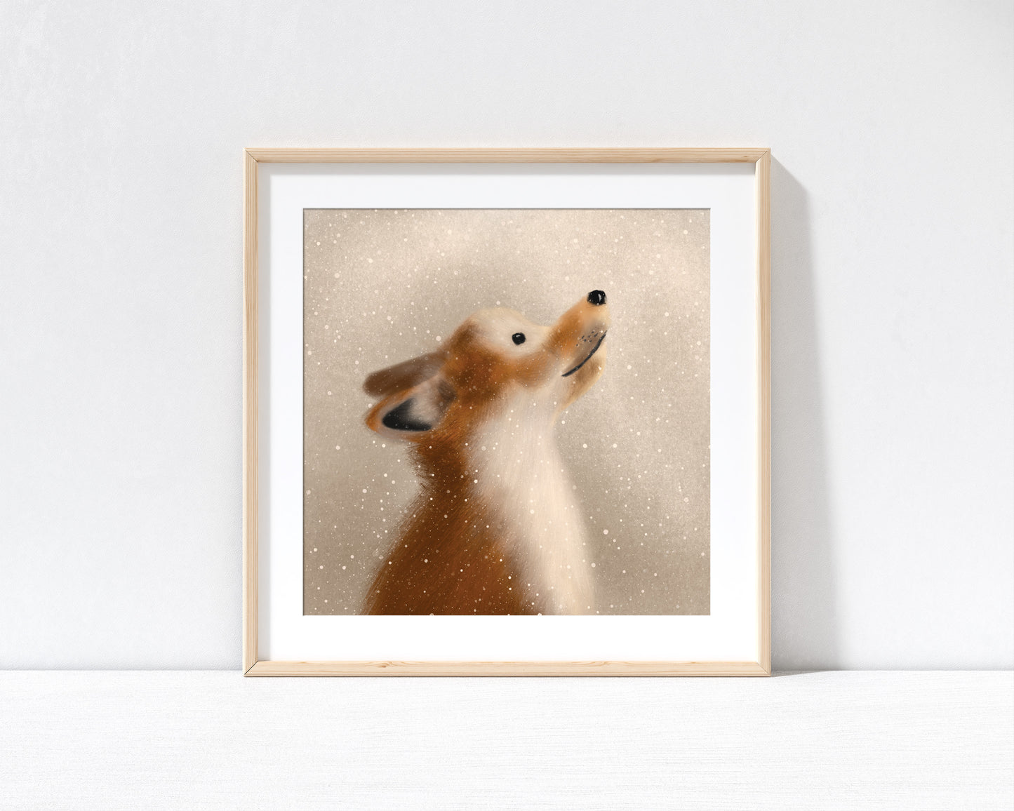 Winter Fox Print with 9" x 9" Mount (Unframed)