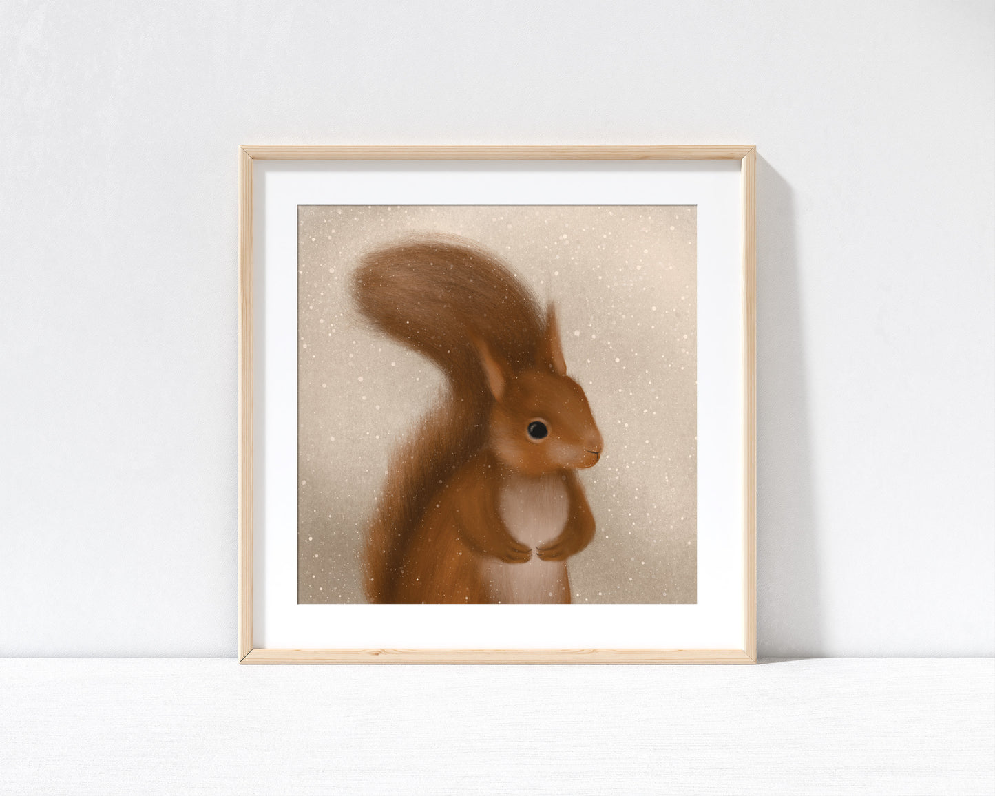 Winter Squirrel Print with 9" x 9" Mount (Unframed)