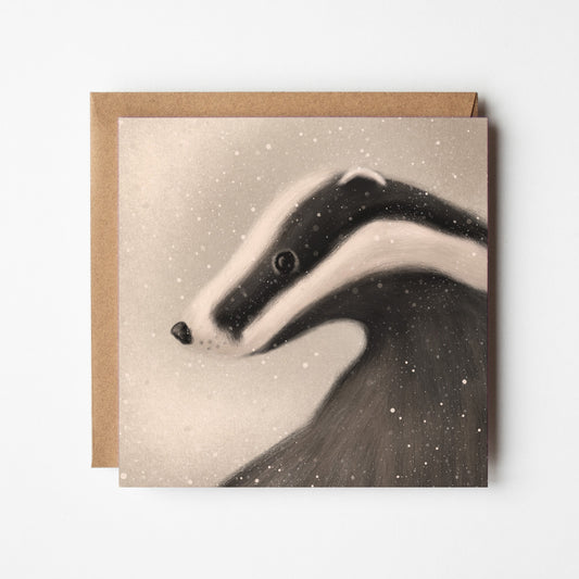 Winter Badger Greeting Card