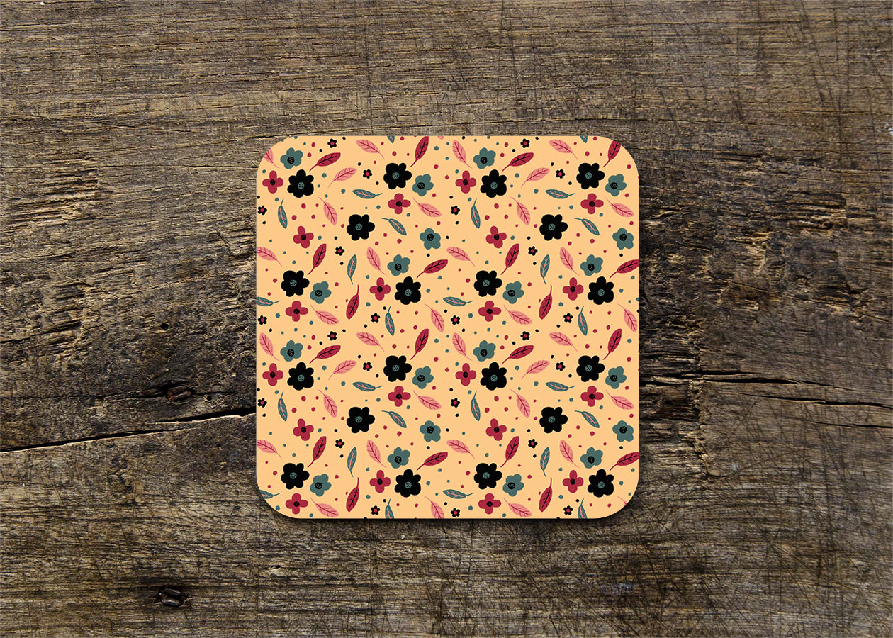Yellow Floral Gloss Coaster (Single) - END OF LINE SALE
