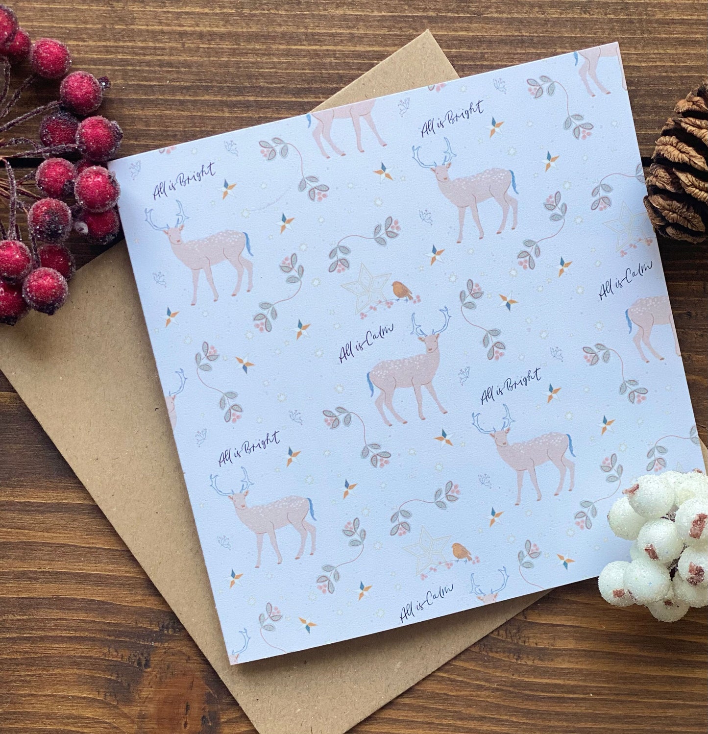 All is Calm, All is Bright Illustrated Christmas Card