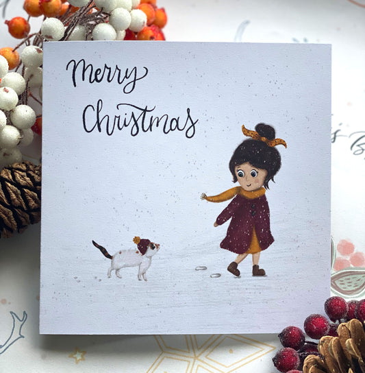 Winter Walk Illustrated Christmas Card