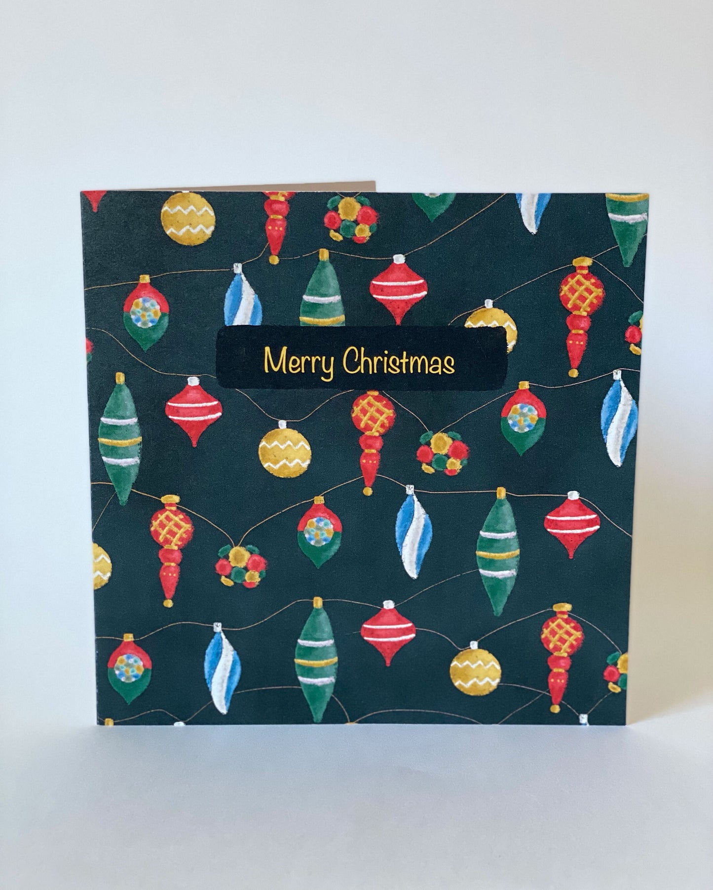 Retro Baubles Illustrated Christmas Card