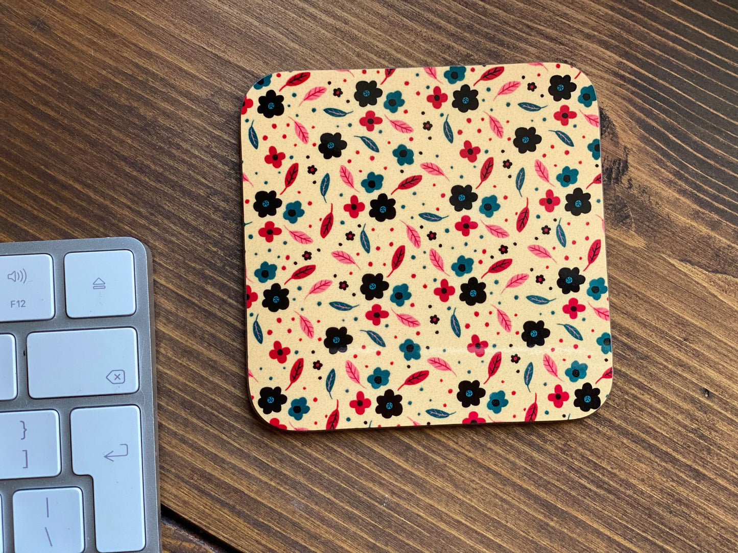 Yellow Floral Gloss Coaster (Single) - END OF LINE SALE