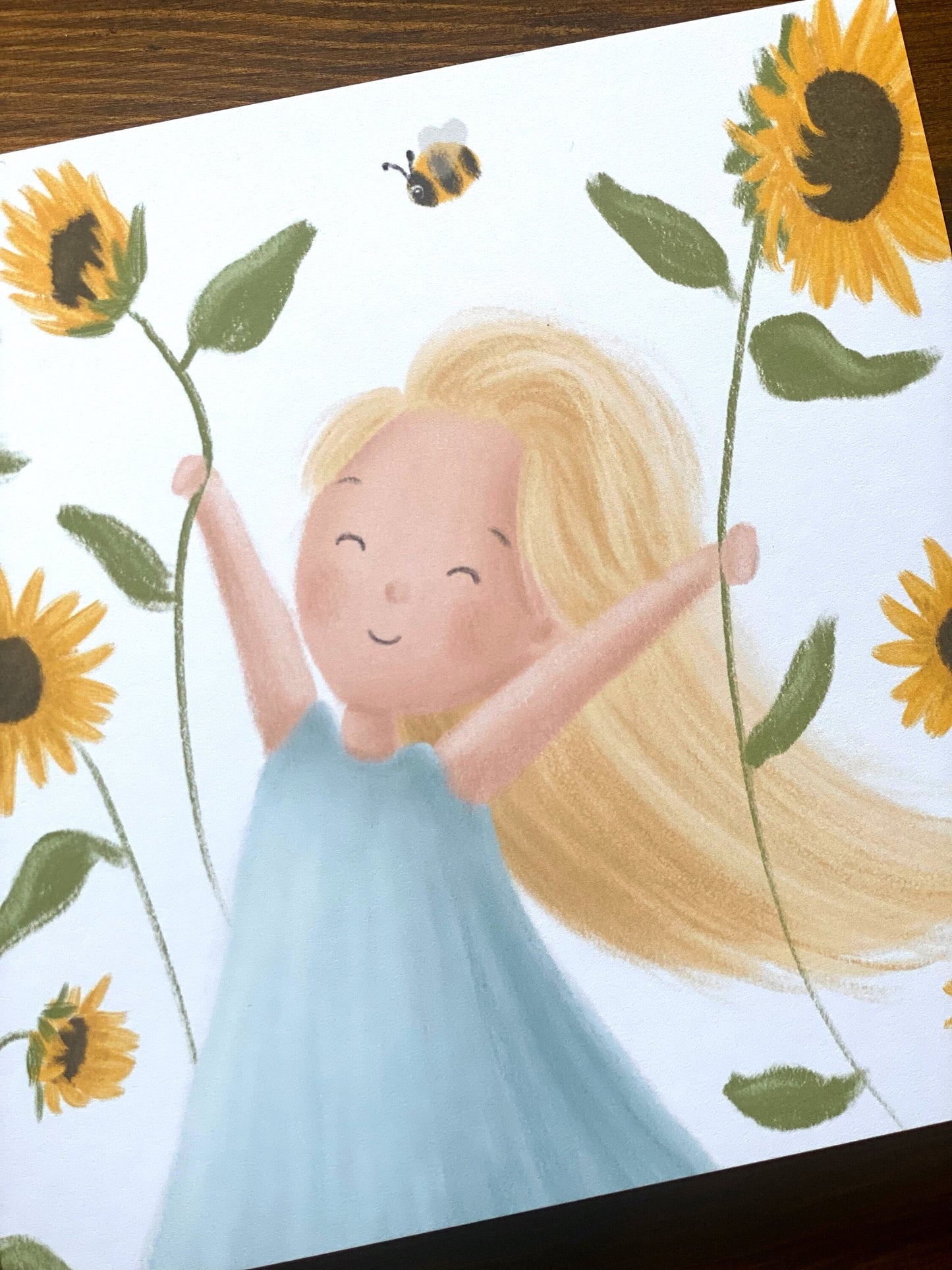 Girl & Sunflowers Greetings Card for all Occasions - OLD CARD STOCK SALE