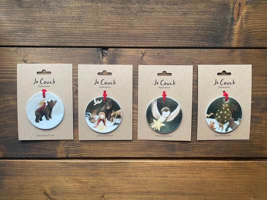 Night Before Christmas Ceramic Hanging decorations (full set, set of 2 or single ornament)