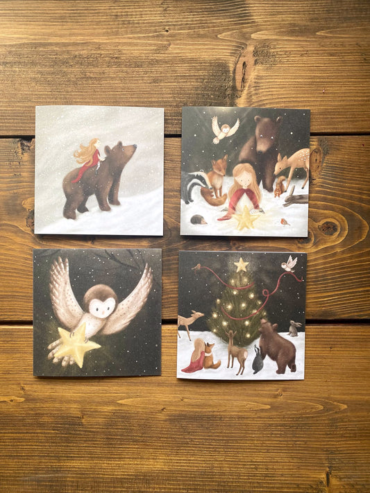 Pack of Four Woodland Animals Christmas Cards