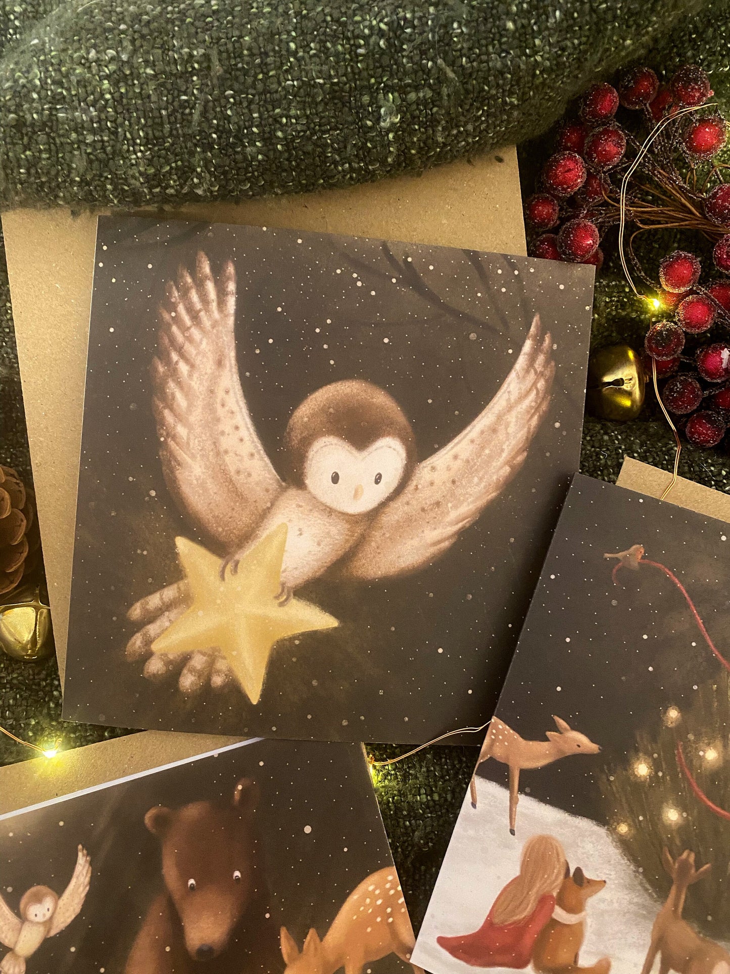 Owl & the Star Christmas Card