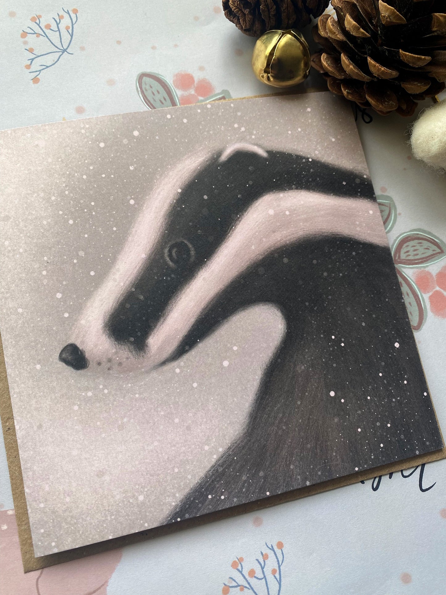 Winter Badger Greeting Card