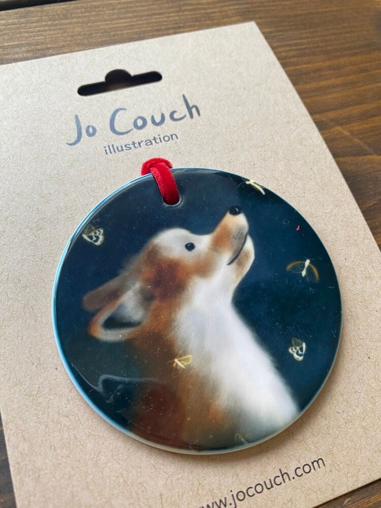 Fox & Moths Ceramic Hanging Ornament