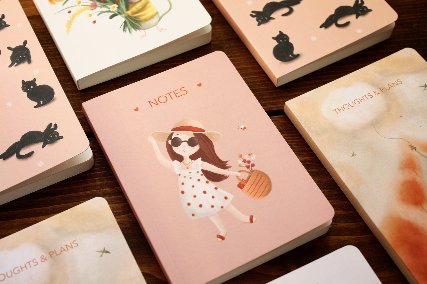 Luxury A6 Lined Sunhat Girl Pink Notebook