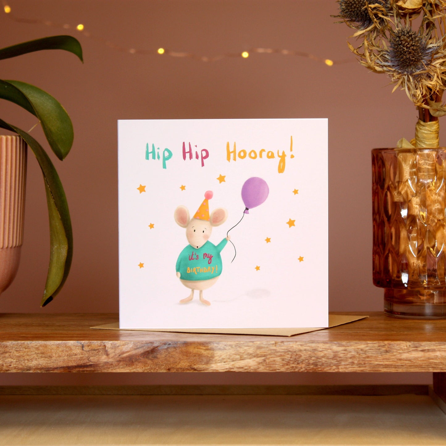 Hip Hip Hooray Mouse Birthday Card