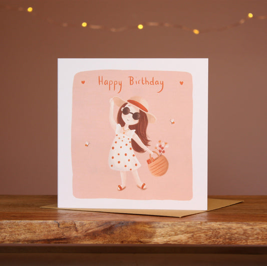 Sunhat Girl Birthday Card