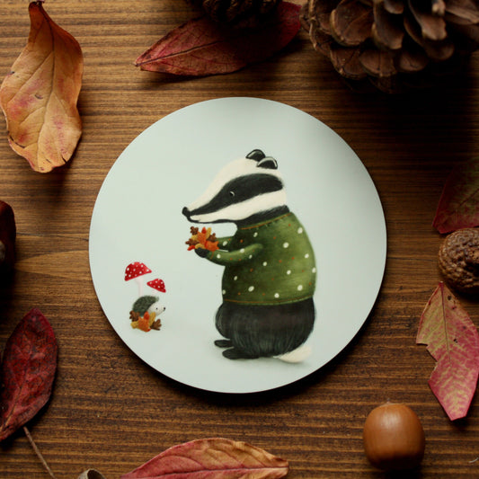 Badger Illustrated Gloss Coaster (Single)