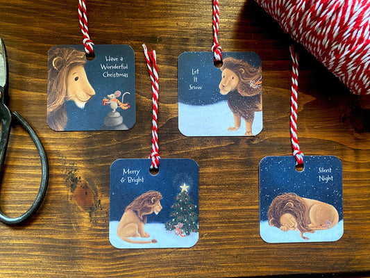 Lion & Mouse Christmas Gift Tags (pack of four)