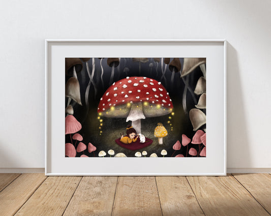 Mushroom Woodland Print with 16" x 12" Mount  (Unframed)
