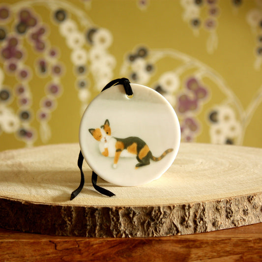 Tortie cat ceramic ornament - END OF LINE SALE