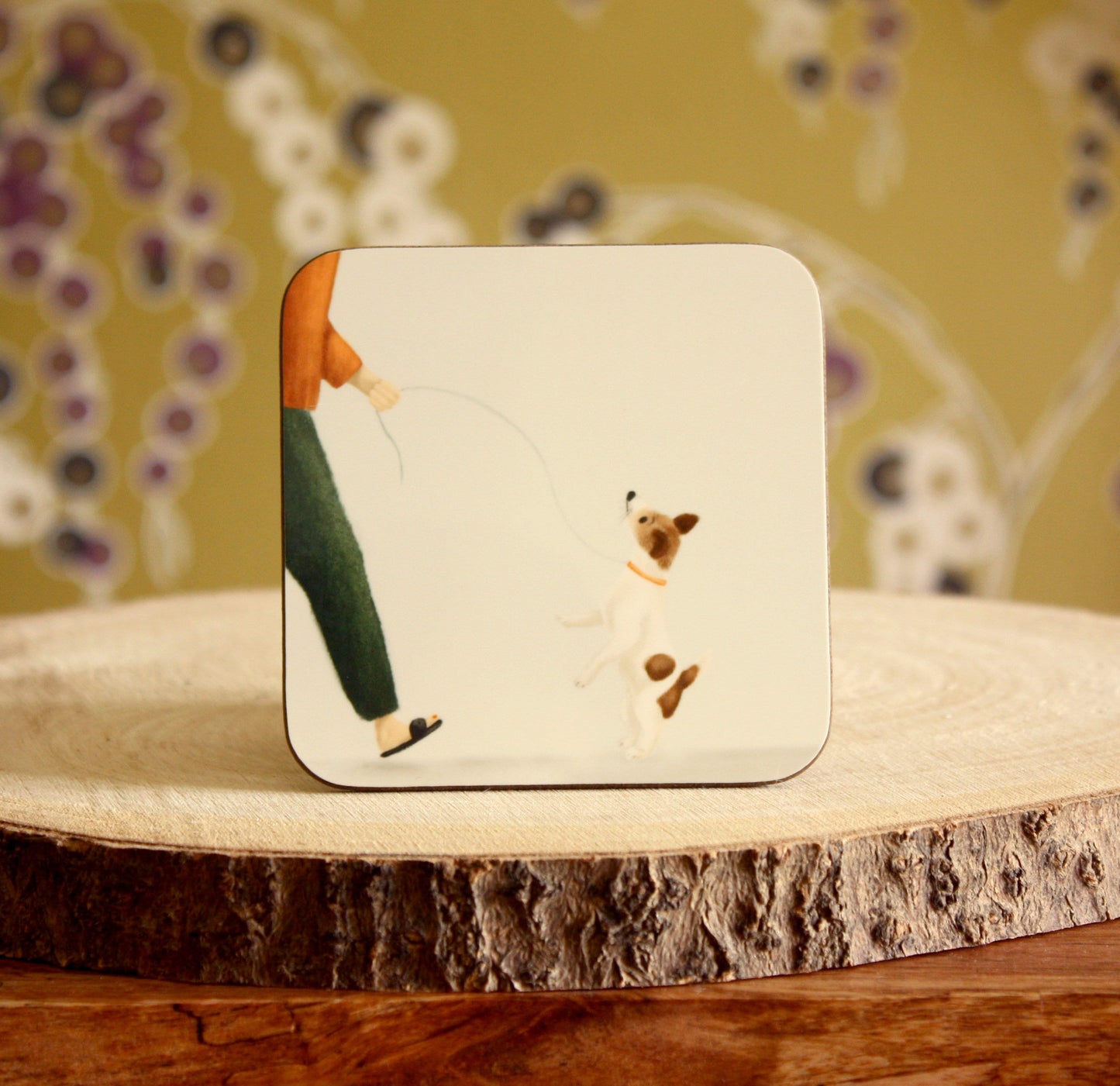 Jack Russell dog illustrated gloss coaster (single) - END OF LINE SALE