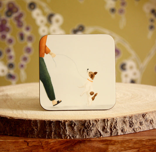 Jack Russell dog illustrated gloss coaster (single) - END OF LINE SALE