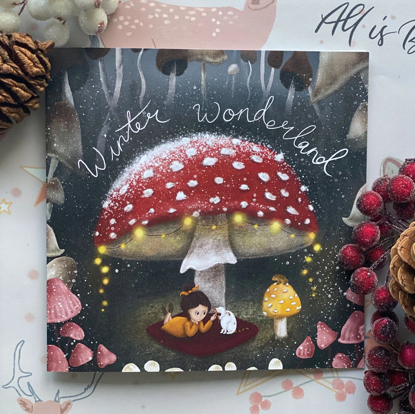 Winter Wonderland Mushroom Christmas Card