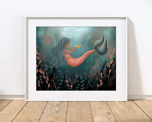 Mermaid Print with 14" x 11" Mount (Unframed)