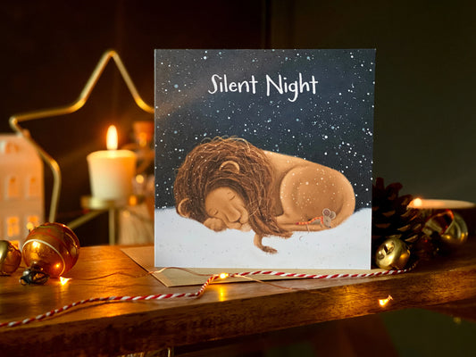 'Silent Night' Lion & Mouse Christmas Card